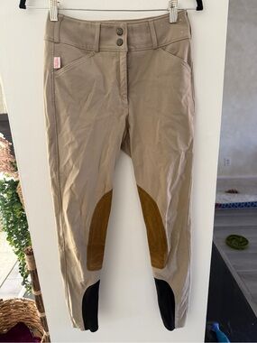 Beige Riding Breeches with Brown Knee Patches
